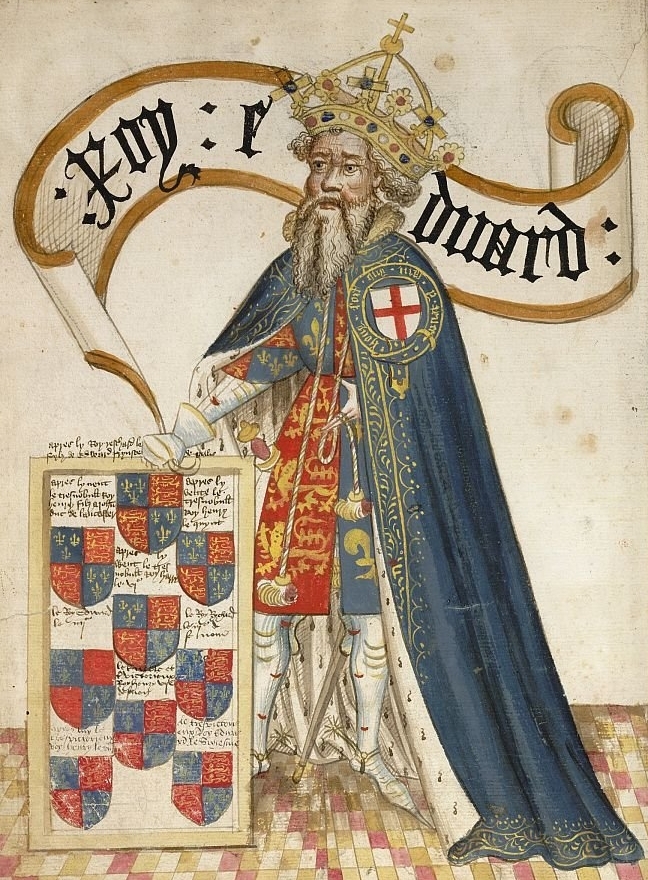 Edward III — illumination from the Bruges Garter Book, c. 1430–40